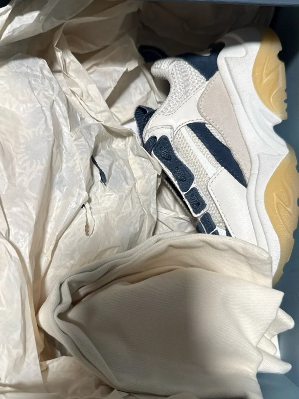 AMIRI Kids Cream and Navy Chunky Sneakers